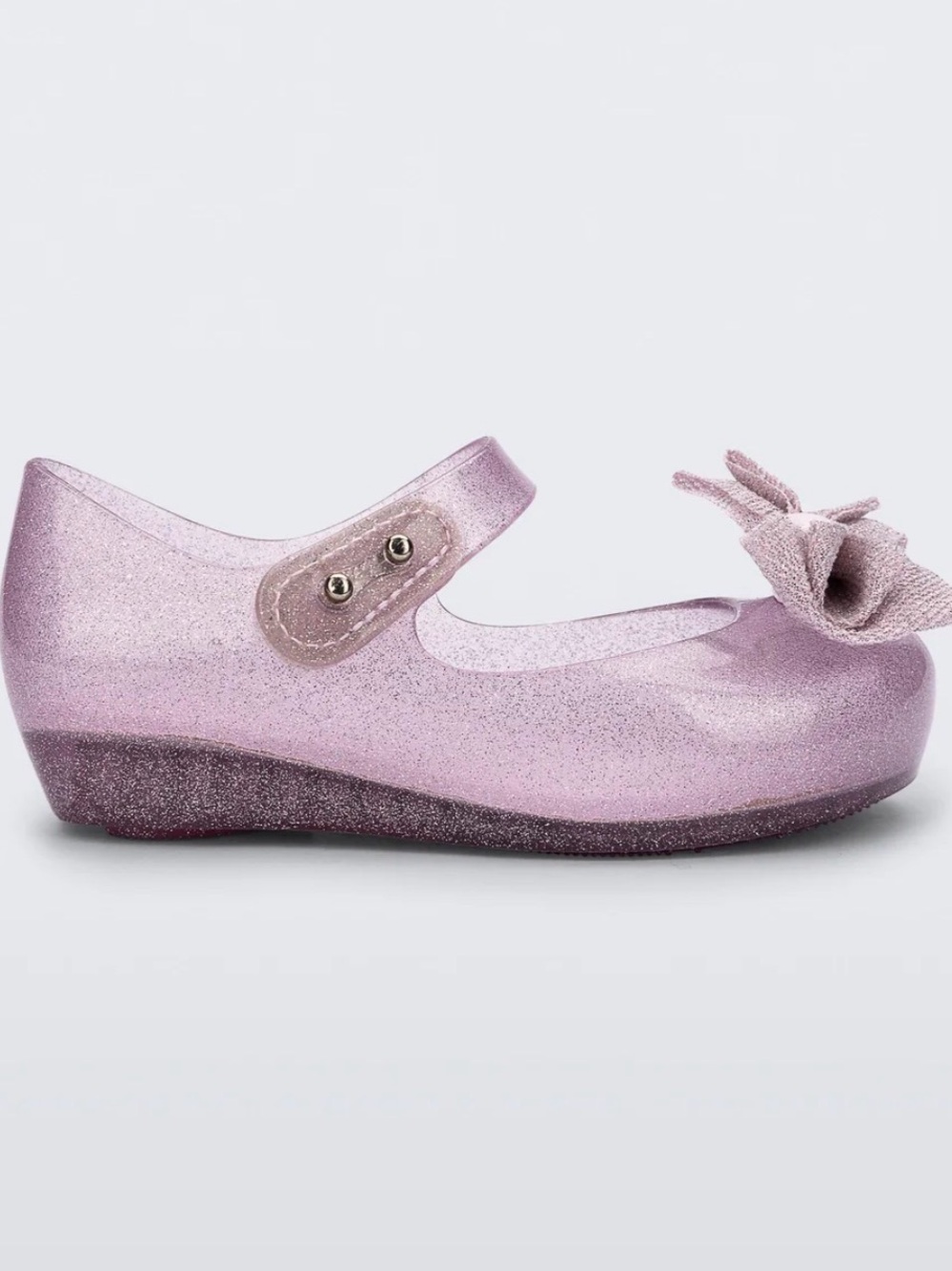 Mini Melissa Girls' Glitter Mary Jane Shoe in Lilac with Bow